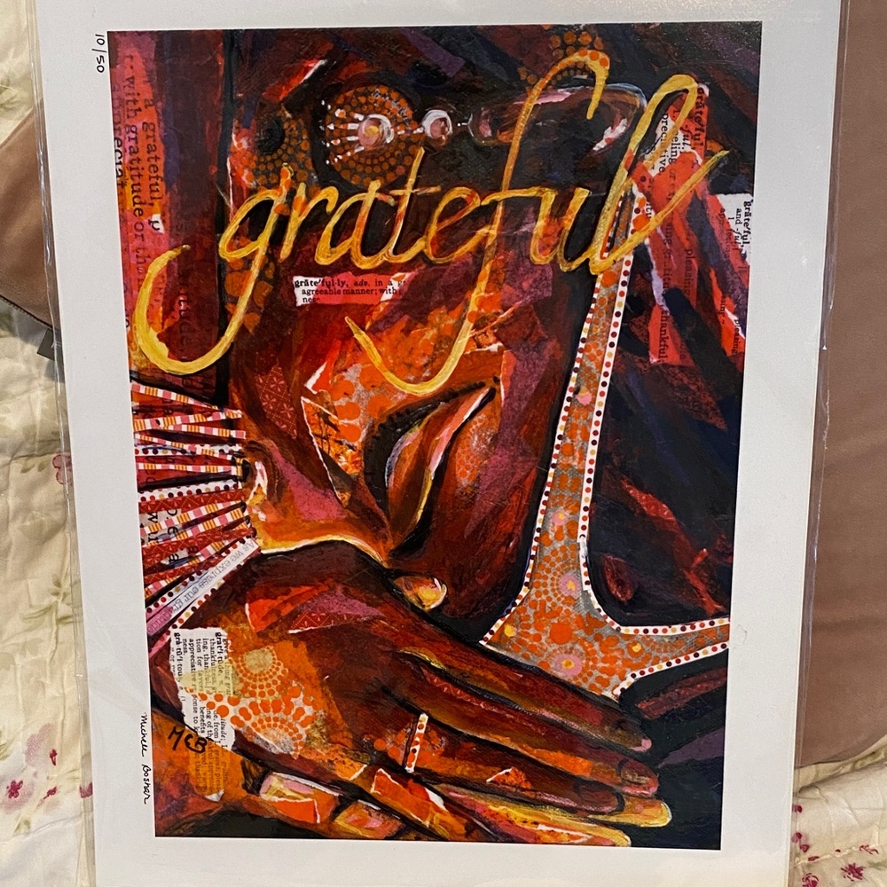 Grateful Mixed Media Art Print - Michele Boshar certificate of authentication